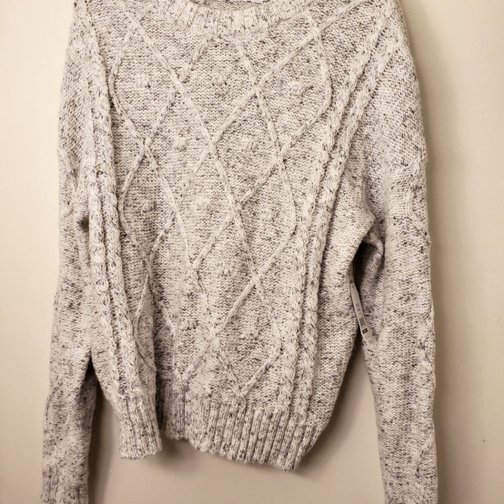 Women's XL Cable Sweater Black Grey White